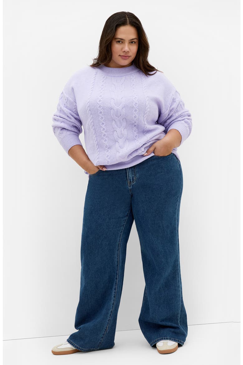 Claudia Cable Knit Sweater, Alternate, color, LILAC MELANGE