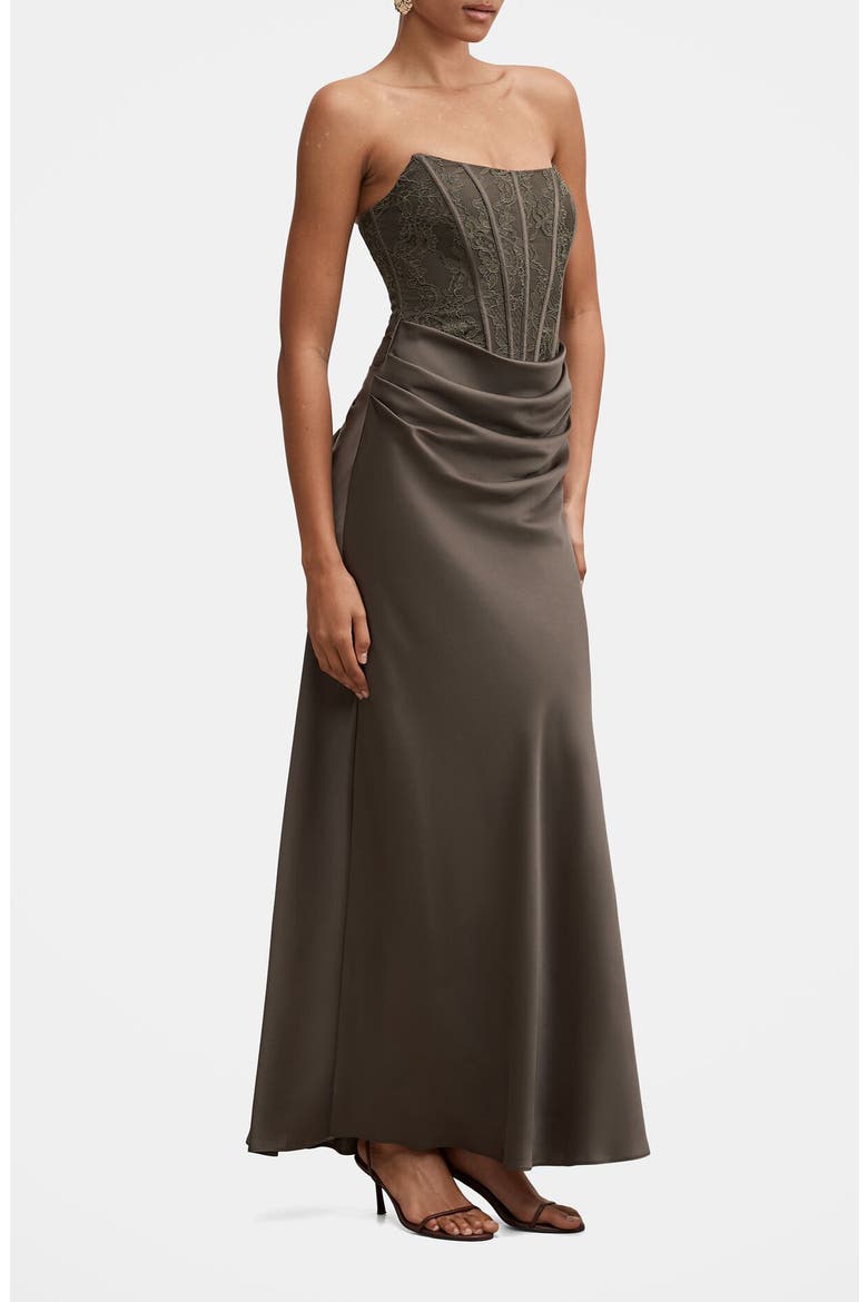 Ivy Lace Strapless Maxi Dress, Alternate, color, OLIVE NIGHT