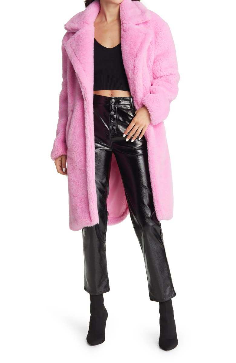 AZALEA WANG Longline Faux Fur Coat, Main, color, 