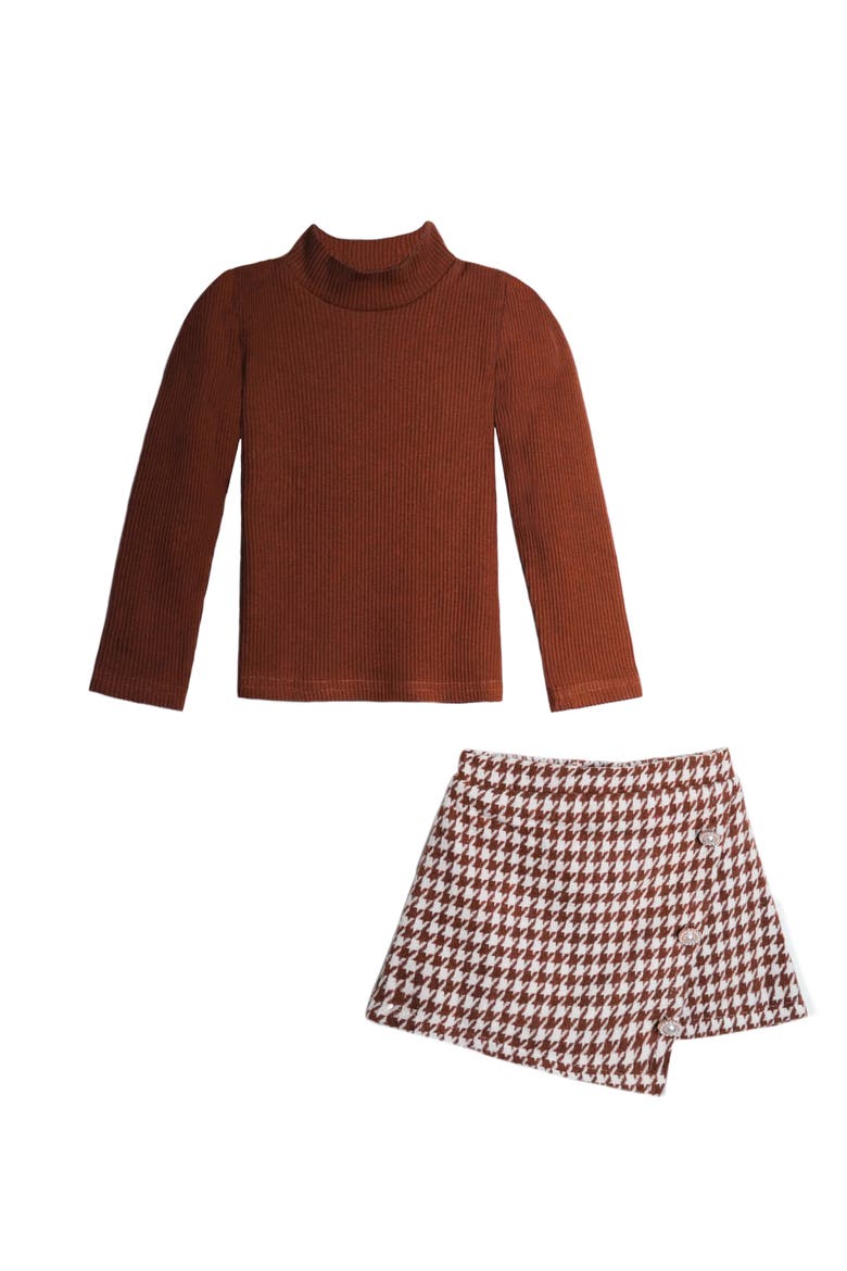 Ready  Turtleneck Top and  Skort Set, Main, color, Brown