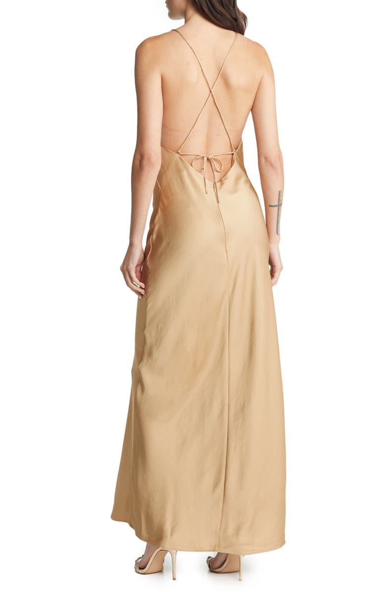 Significant Other Aila Cowl Neck Strappy Satin Gown, Alternate, color, 