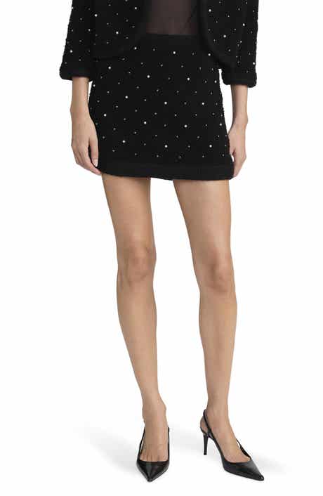 FRAME The Embellished Knit Wool Blend Miniskirt