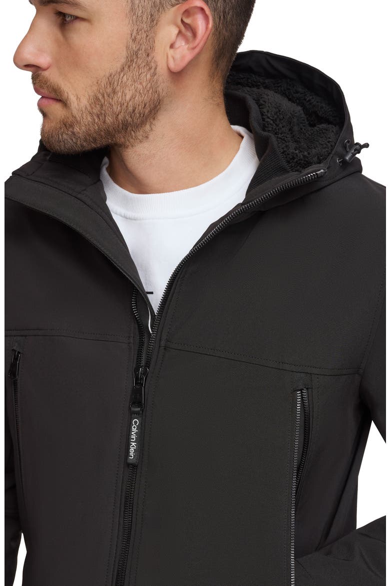 Faux Shearling Lined Windbreaker Jacket, Alternate, color, BLACK