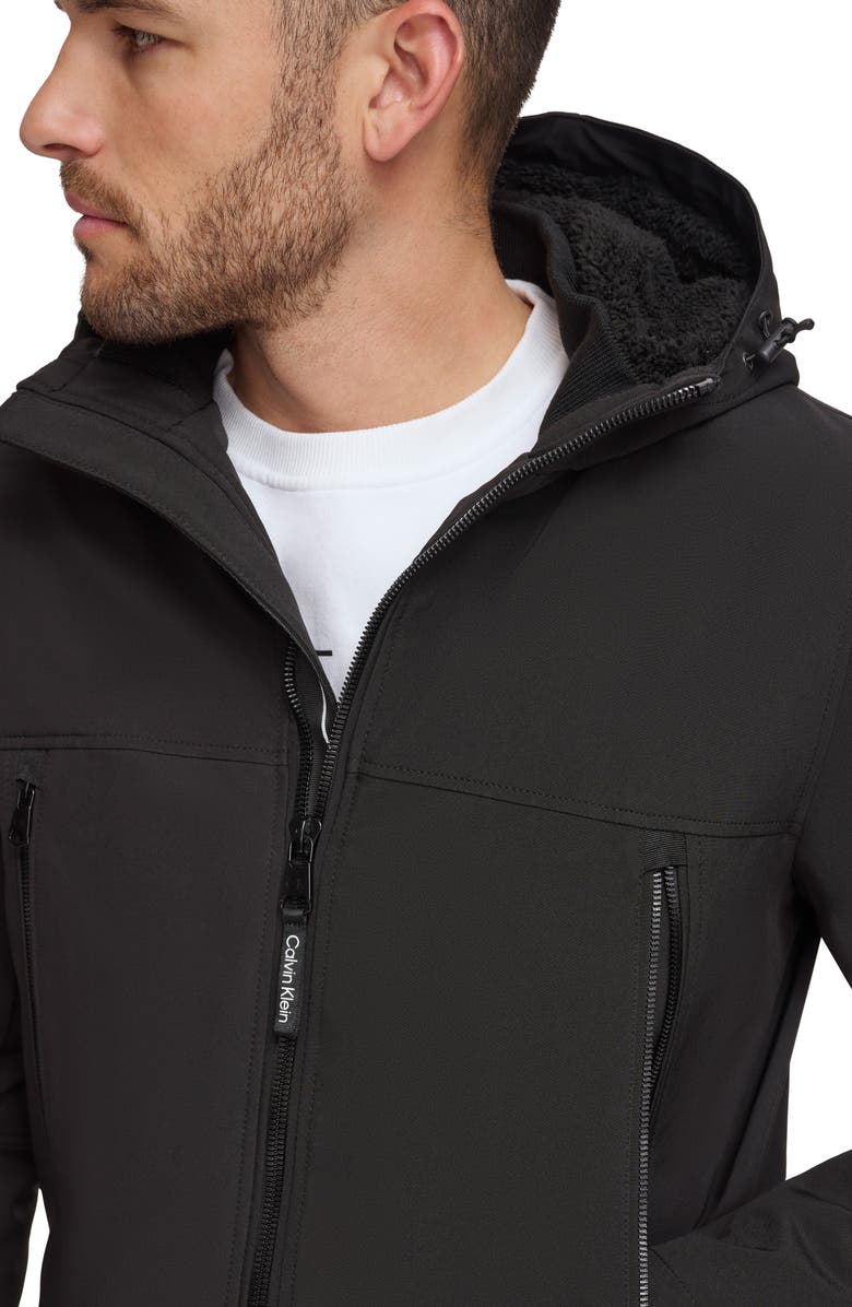 Calvin Klein Faux Shearling Lined Windbreaker Jacket, Alternate, color, Black