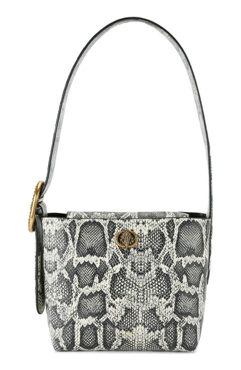 Small Chelsea Snake Embossed Leather Bucket Bag