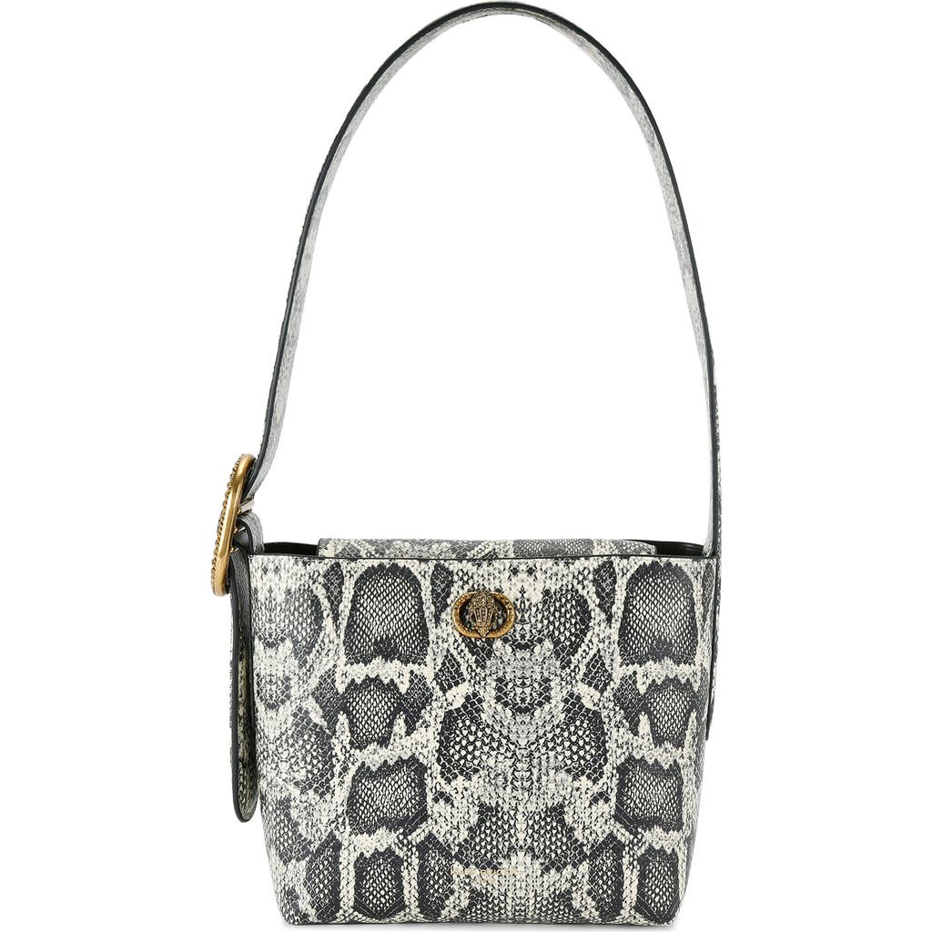 Kurt Geiger London Small Chelsea Snake Embossed Leather Bucket Bag In Open White