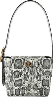 Kurt Geiger London Small Chelsea Snake Embossed Leather Bucket Bag