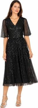 LARA New York Flowing, Sequin Midi Dress with Short Sleeves