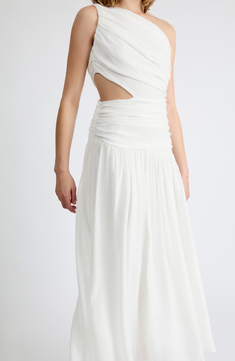 Extro & Vert Delilah One-Shoulder Cutout Detail Draped Maxi Dress, Alternate, color, White