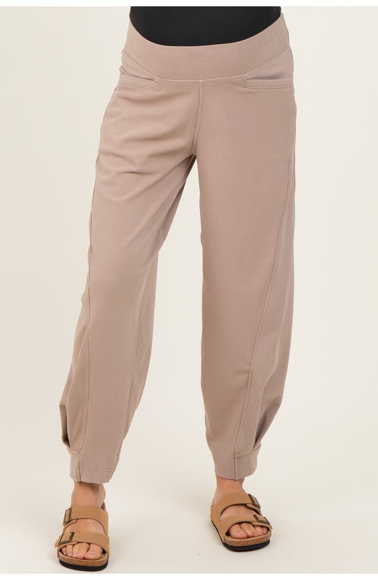 PinkBlush Brushed Knit Barrel Leg Joggers, Alternate, color, Taupe