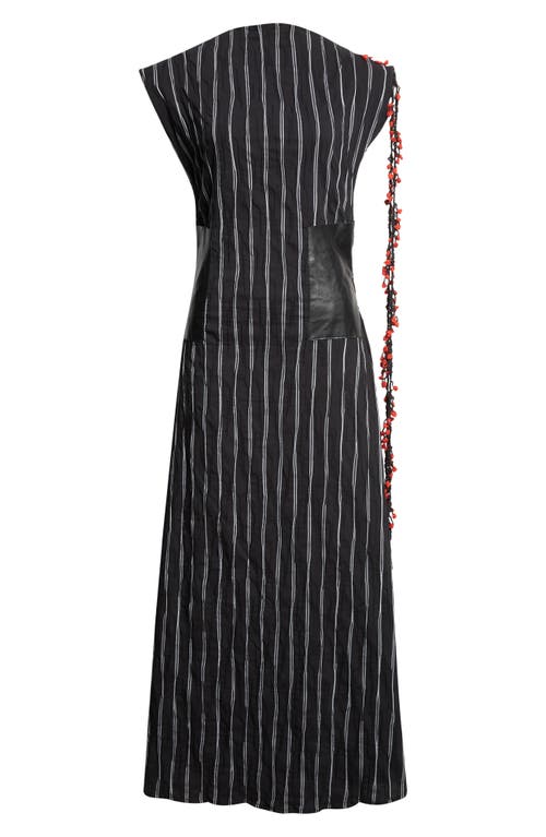 Kúr Leather Patch Pocket Stripe Maxi Dress In Multi