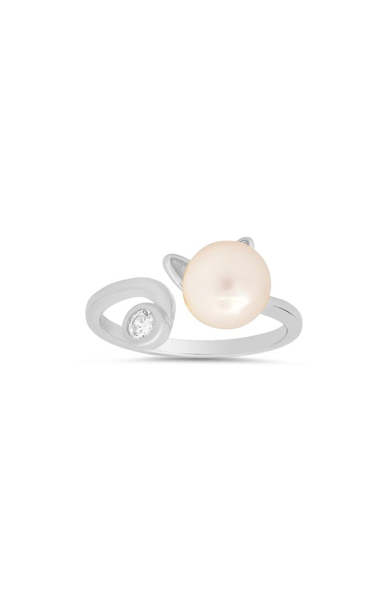 Queen Jewels CZ & Imitation Pearl Cat Ring, Main, color, Silver