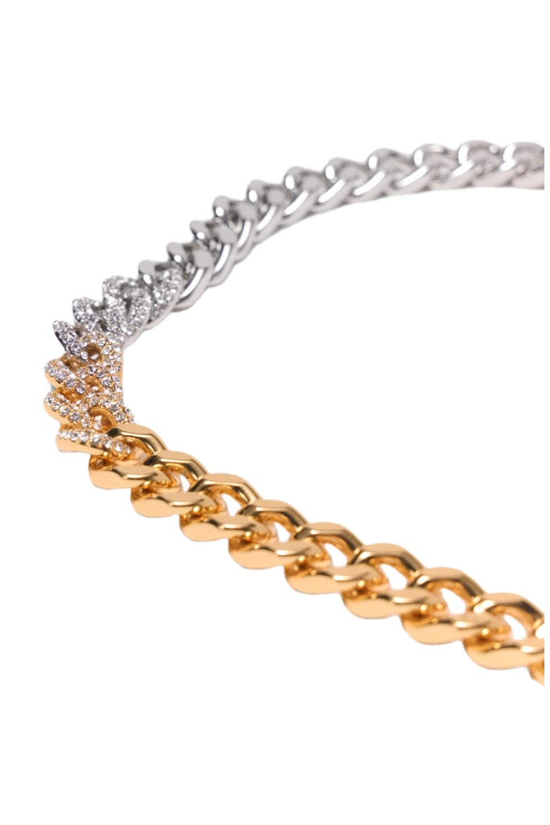 Two-tone rhinestone link necklace, Alternate, color, Golden / silver