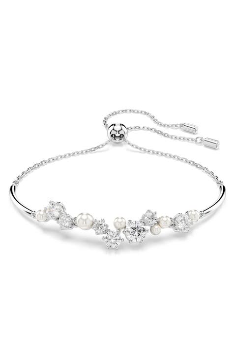 Constella Crystal & Faux Pearl Slider Bracelet