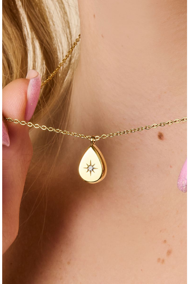 Hayley Teardrop Necklace, Alternate, color, Gold