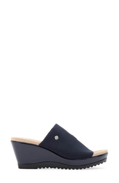 Anne Klein Rellin Wedge Sandal In Navy Mesh