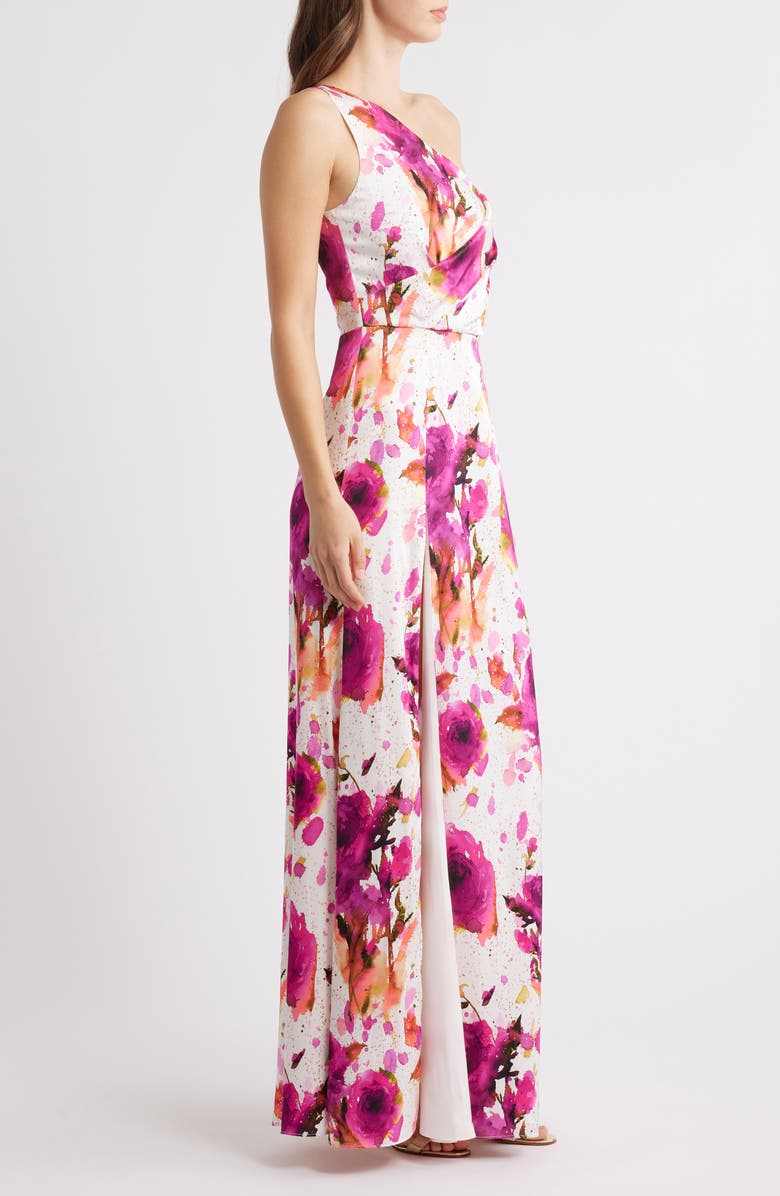 Black Halo Marietta Floral One-Shoulder Gown, Alternate, color, 