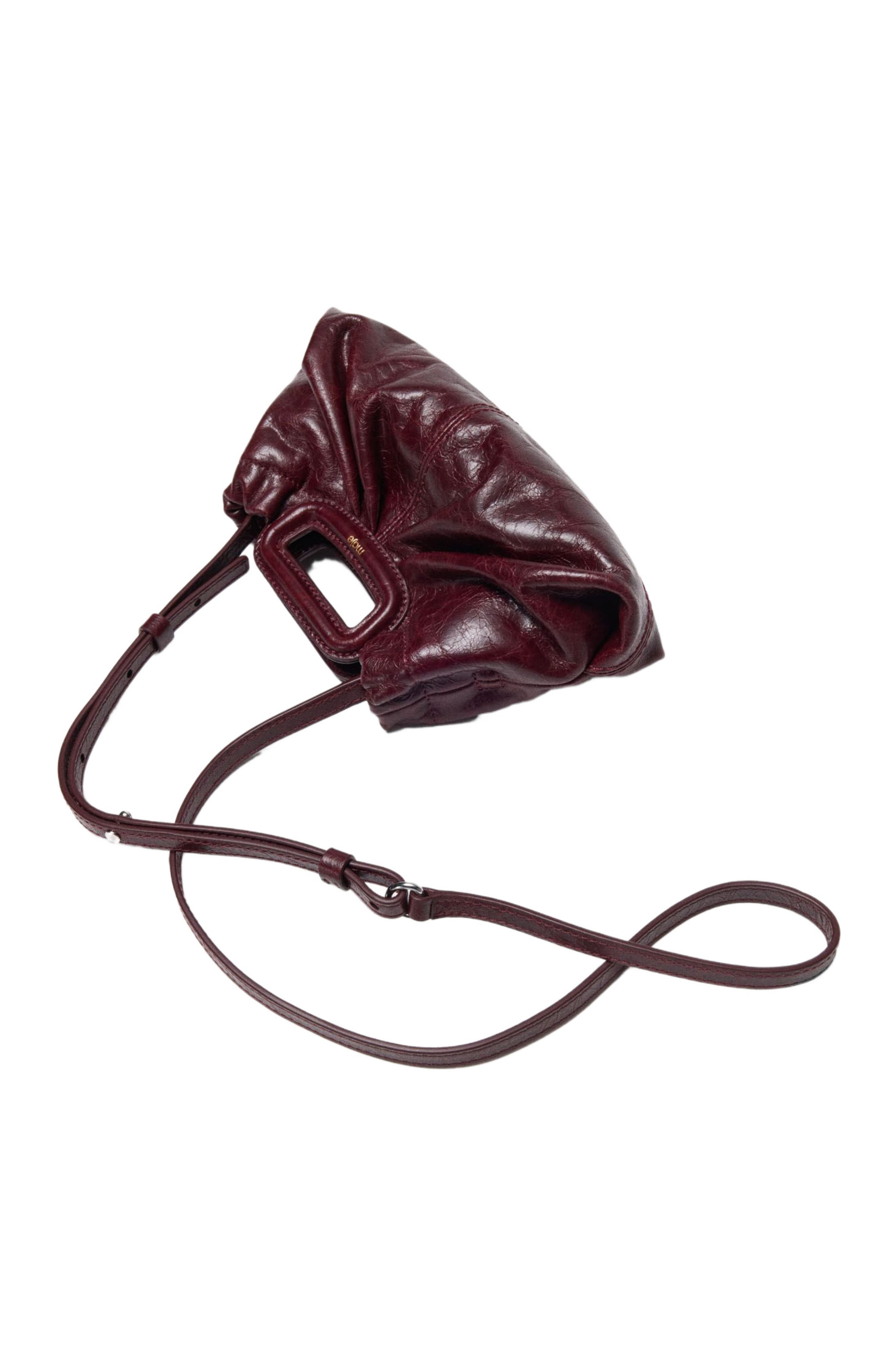 Crackled leather Milpli mini Clutch, Alternate, color, Burgundy