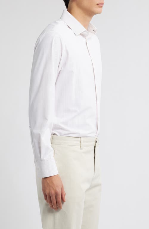 Mizzen + Main Leeward Stretch Button-up Shirt In Orchid Collin Stripe