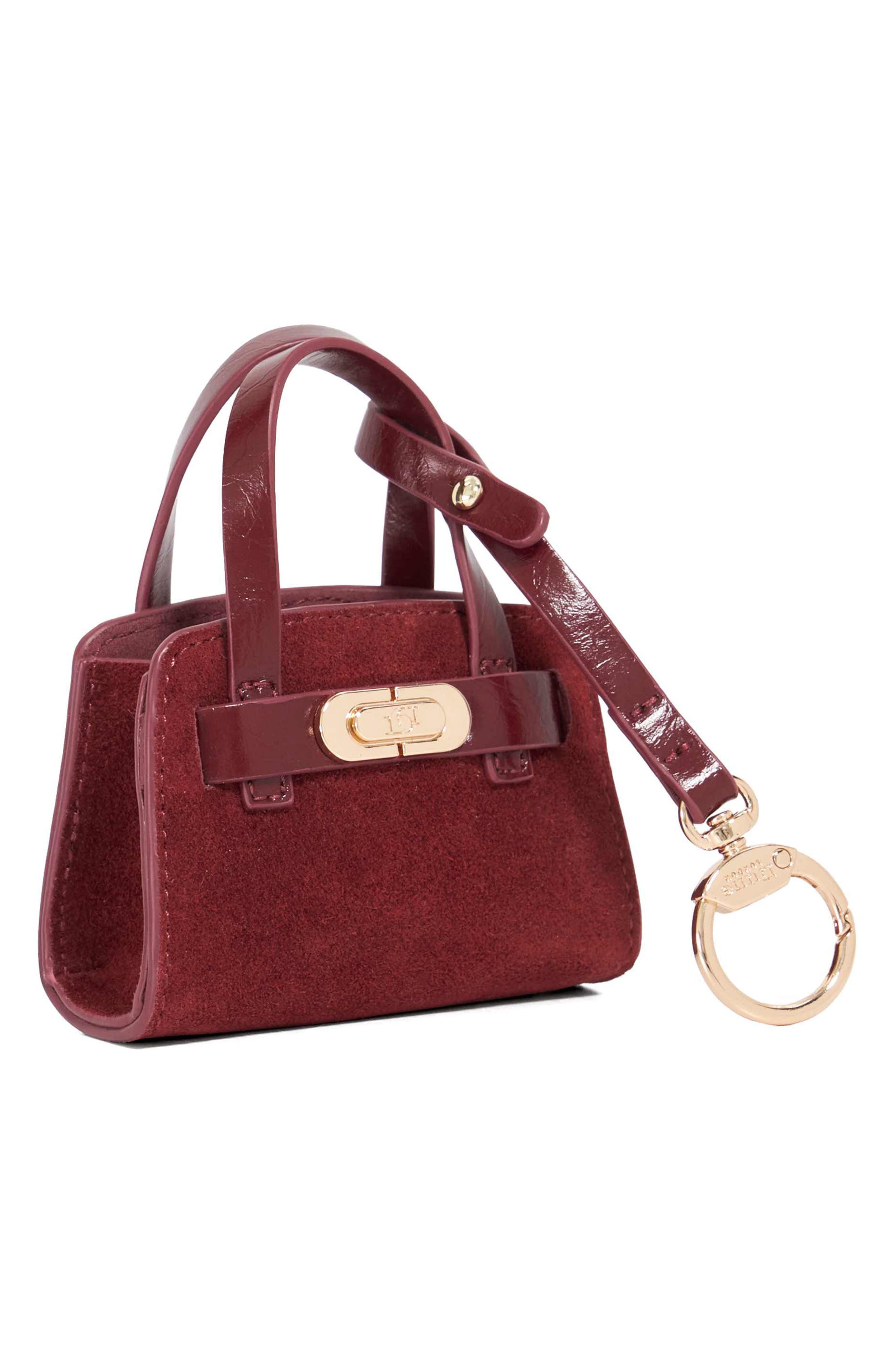 Dune London Define Bag Charm, Alternate, color, Burgundy
