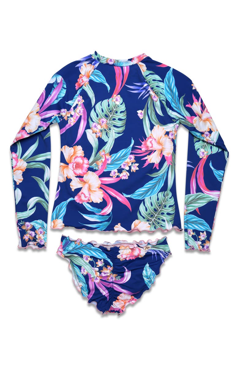 Hobie Kids' Print Two-Piece Rashguard Swimsuit, Alternate, color, 