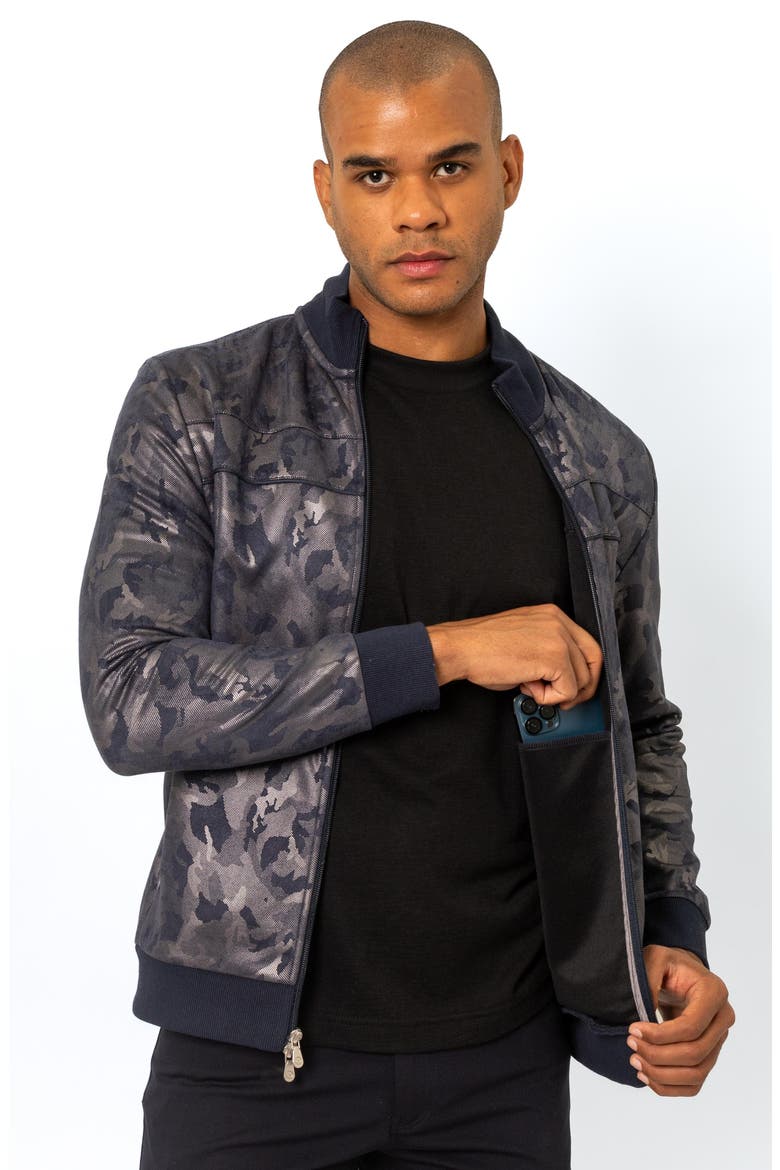 Roberto Metallic Camo Track Jacket, Alternate, color, NAVY
