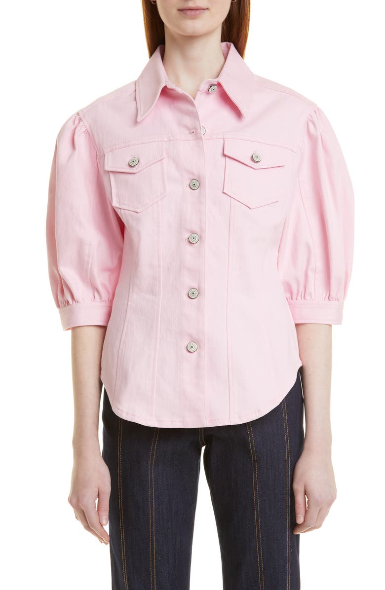 Cinq à Sept Louis Puff Sleeve Cotton Blend Jacket, Main, color, 