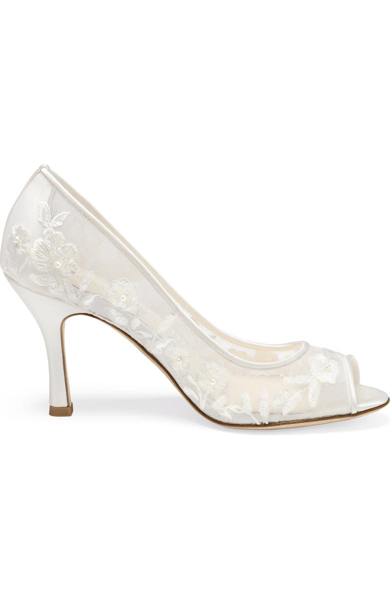 Bella Belle Emily Embroidered Peep Toe Pump, Alternate, color,