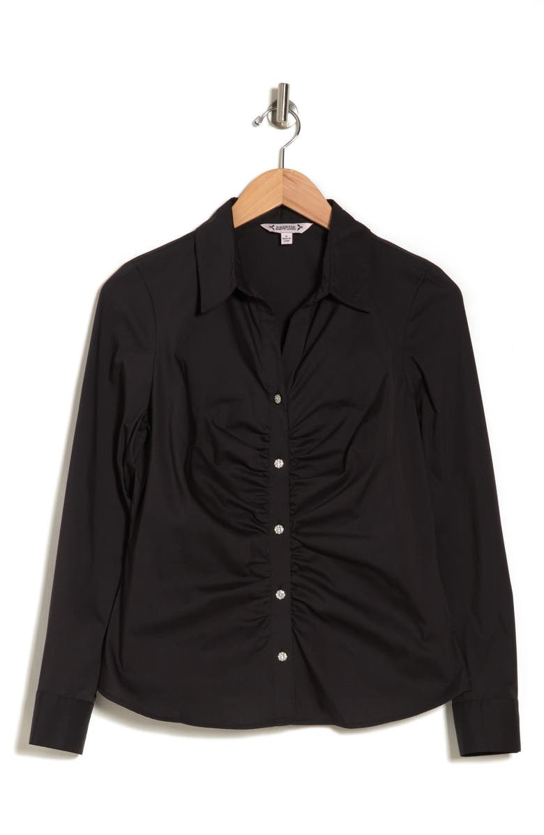 Nanette Lepore Ruched Button-Up Shirt, Alternate, color, 