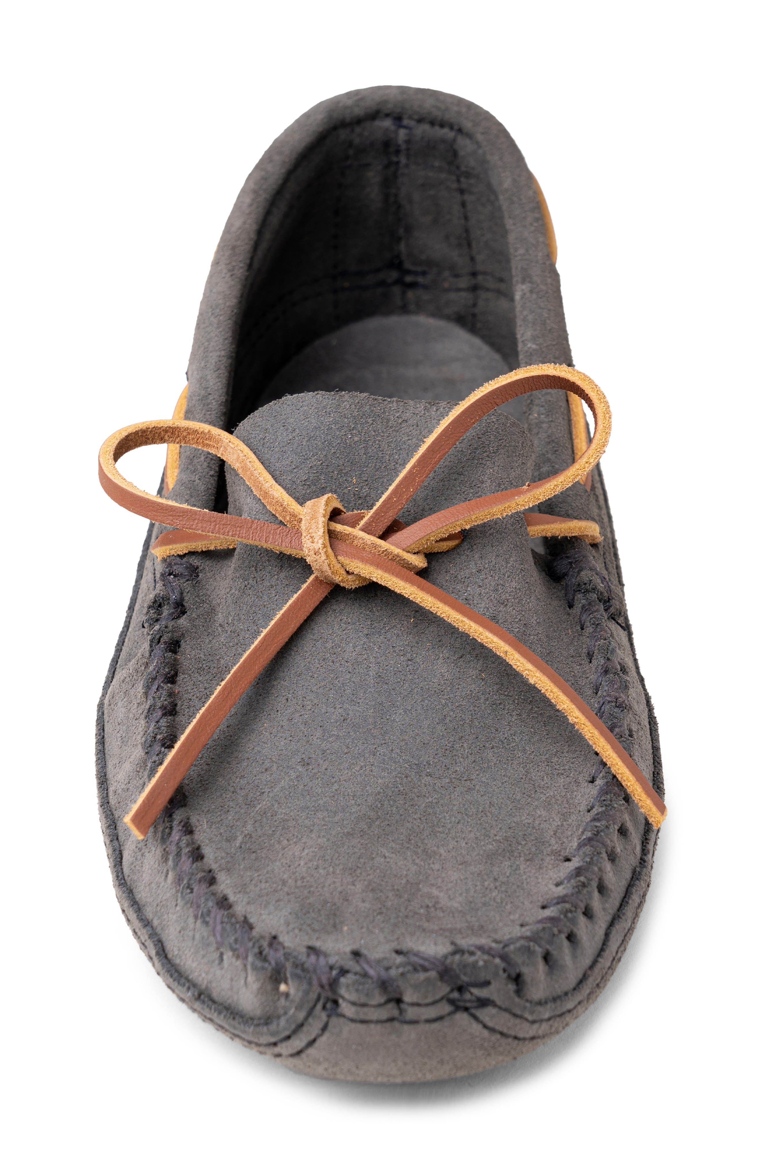 Minnetonka Double Bottom Softsole Slipper, Alternate, color, Grey Ruff