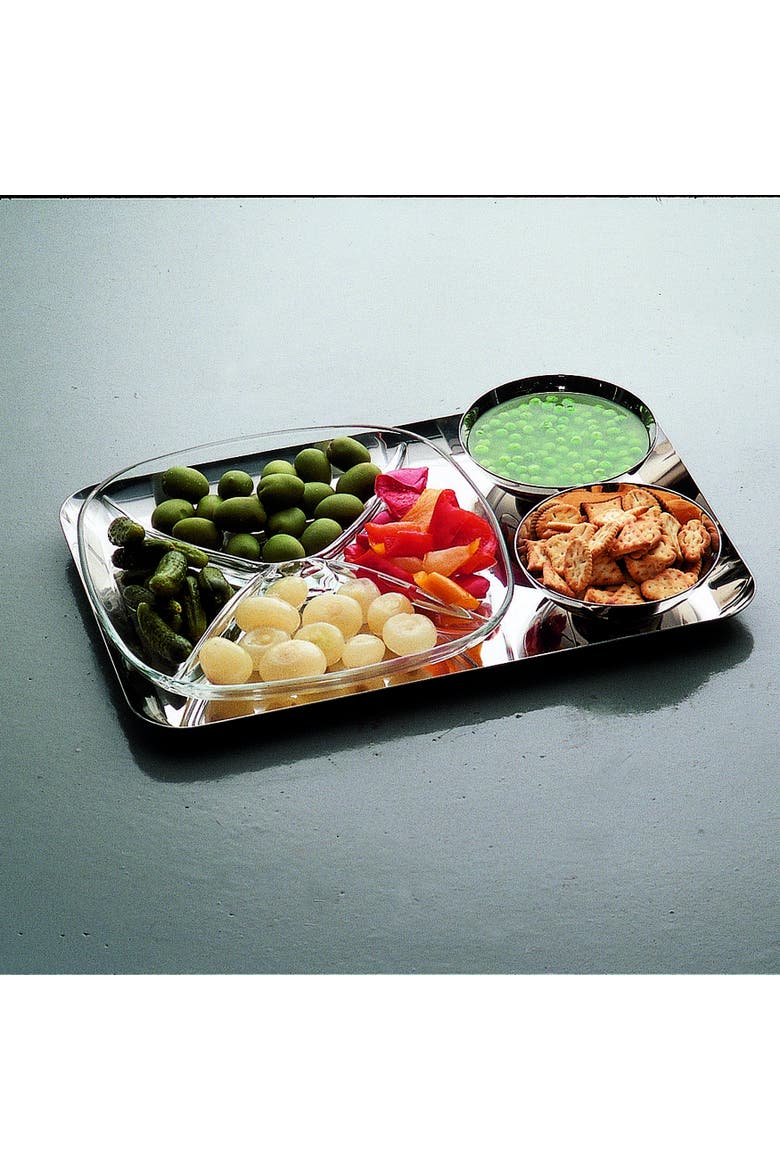 Uno Rectangular Serving Tray, Alternate, color, Silver