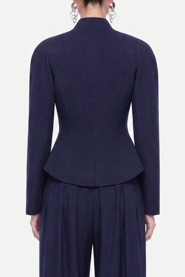 Double Breasted Stand Collar Jacket, Alternate, color, Navy