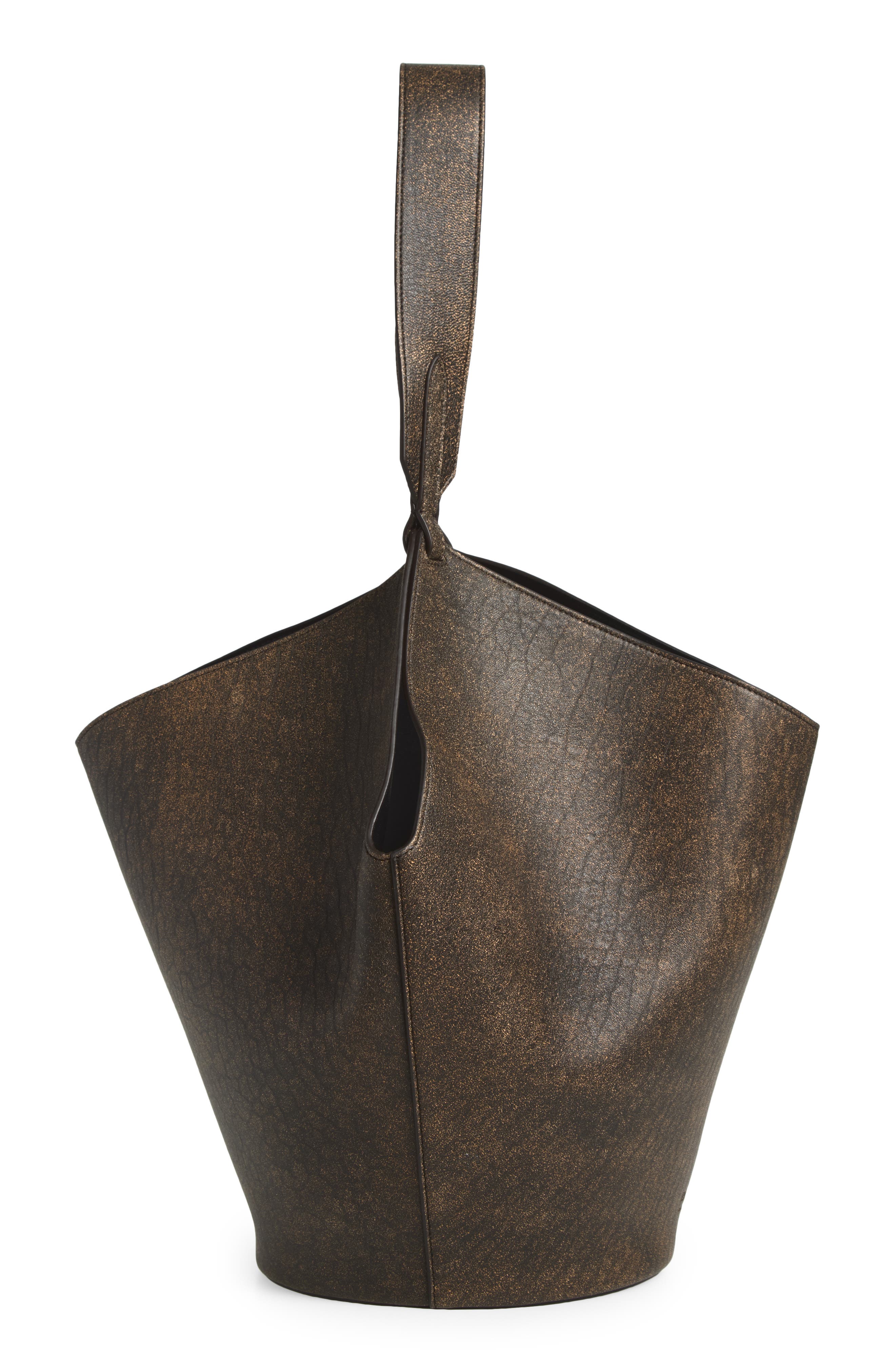Small Lotus Leather Tote, Alternate, color, NATURAL/ BLACK