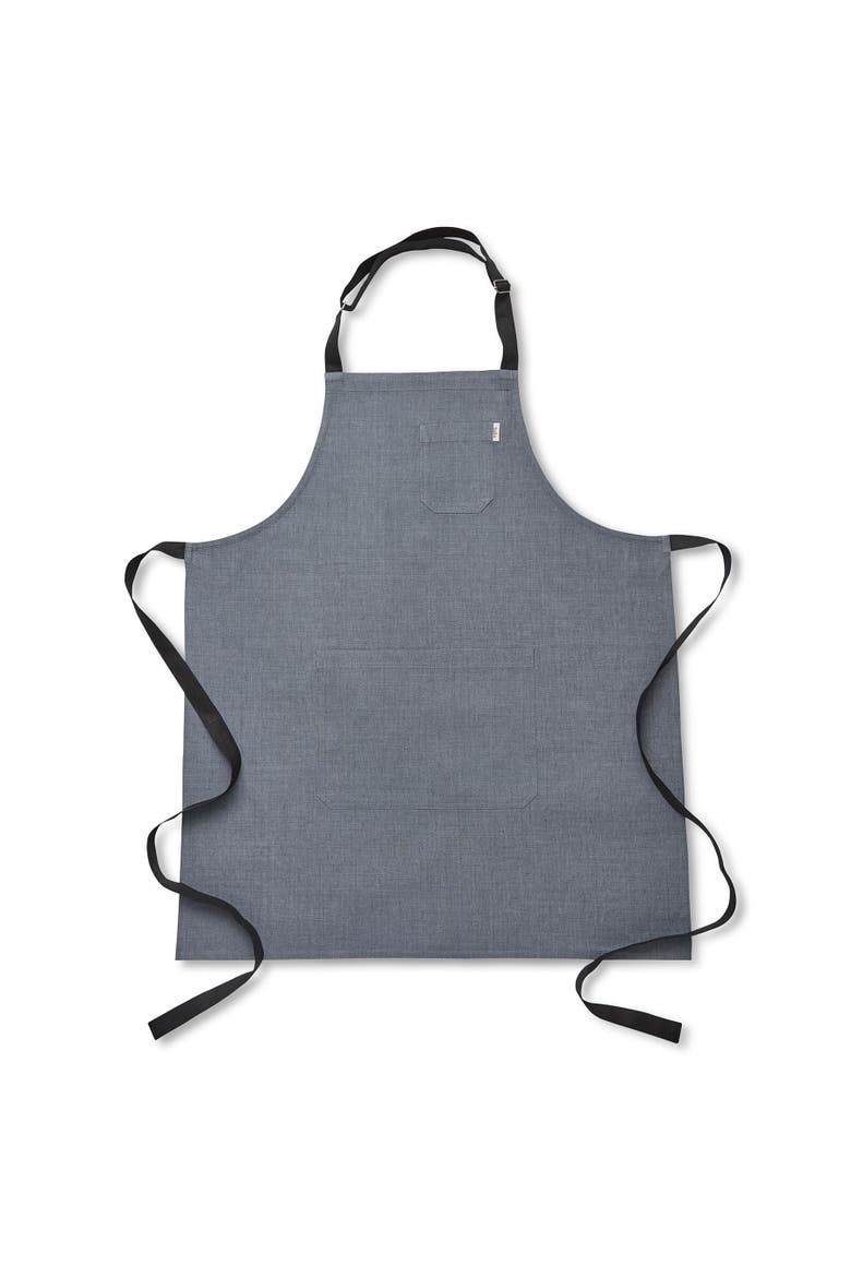 Linen Bib Apron for Men & Women with Front Pockets, 32 x 27 Inches, Alternate, color, Grey / Black