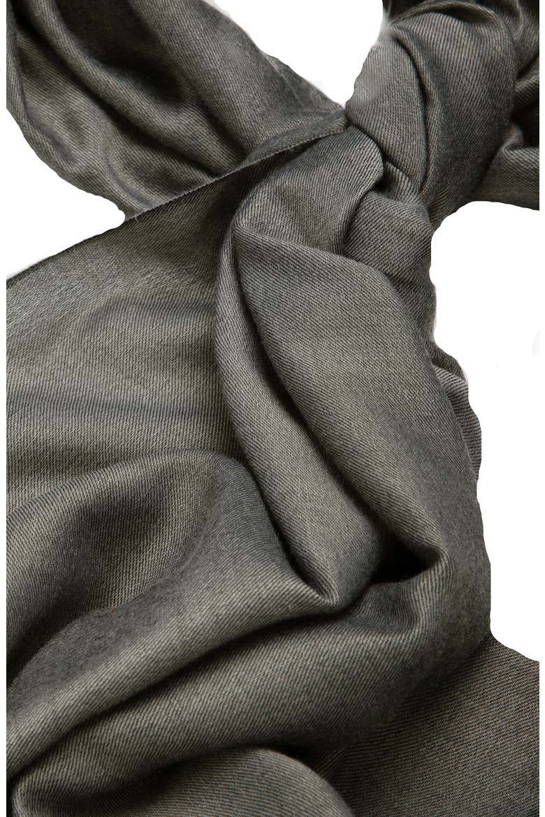Fringe Silk & Cotton Scarf, Alternate, color, BLACK