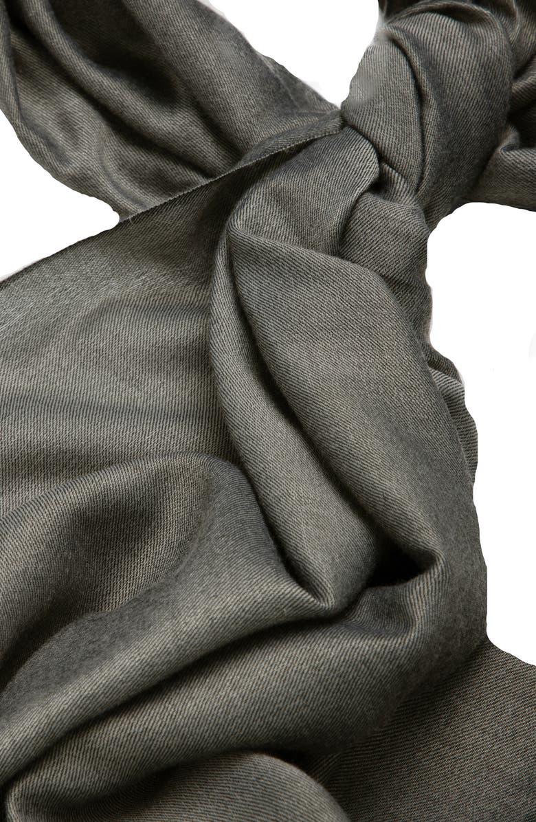 SAACHI Fringe Silk & Cotton Scarf, Alternate, color, Black