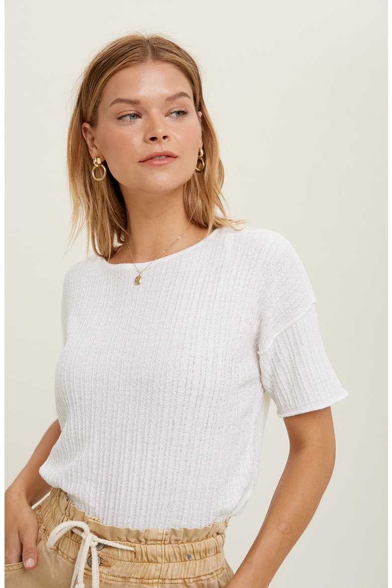 Textured Knit Top, Alternate, color, CREAM