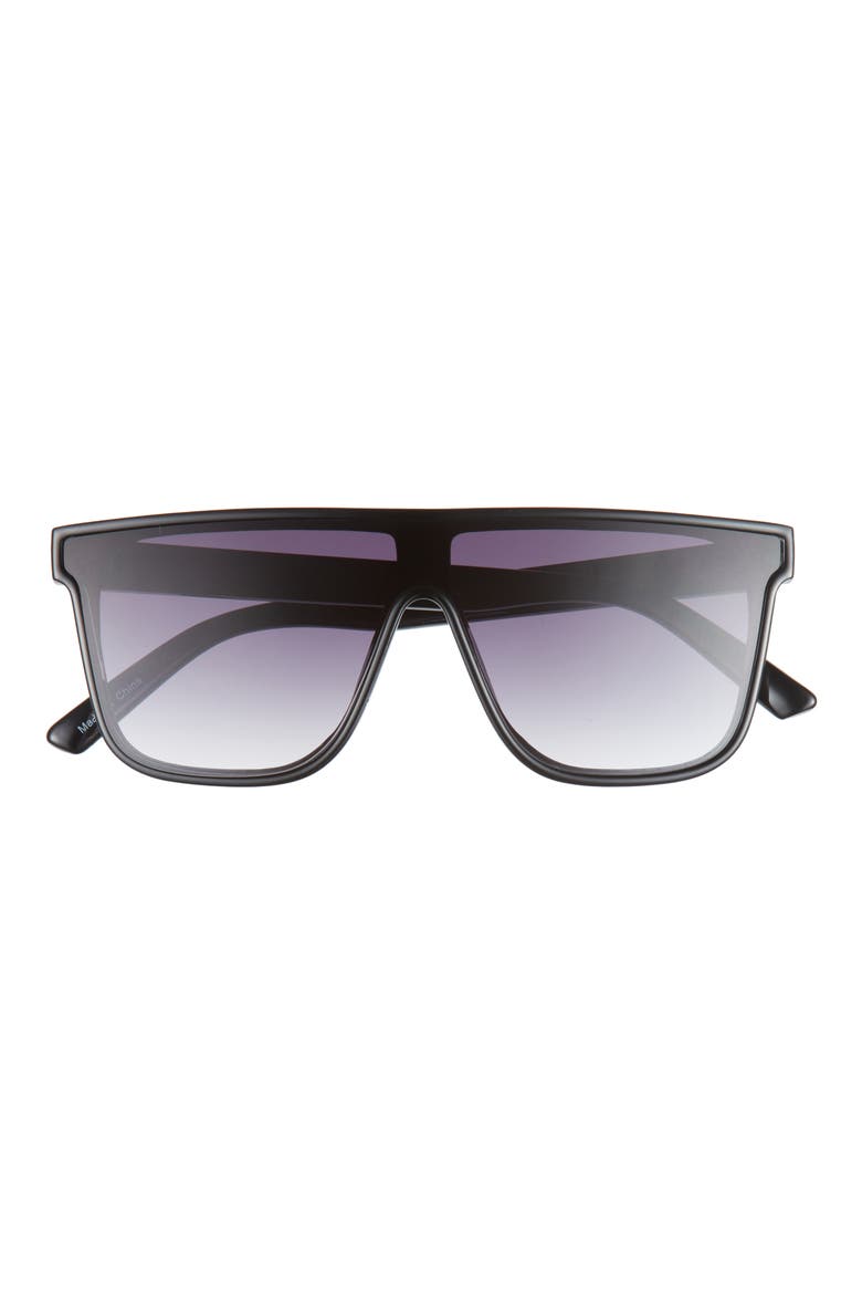 56mm Square Shield Sunglasses, Main, color, BLACK