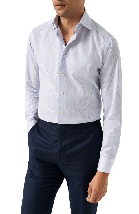 Slim Fit Stripe Cotton Dress Shirt