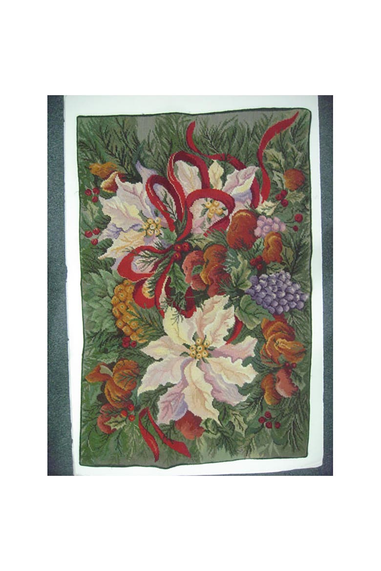 2'x3' Floral Needlepoint Indoor Rug, Main, color, Green