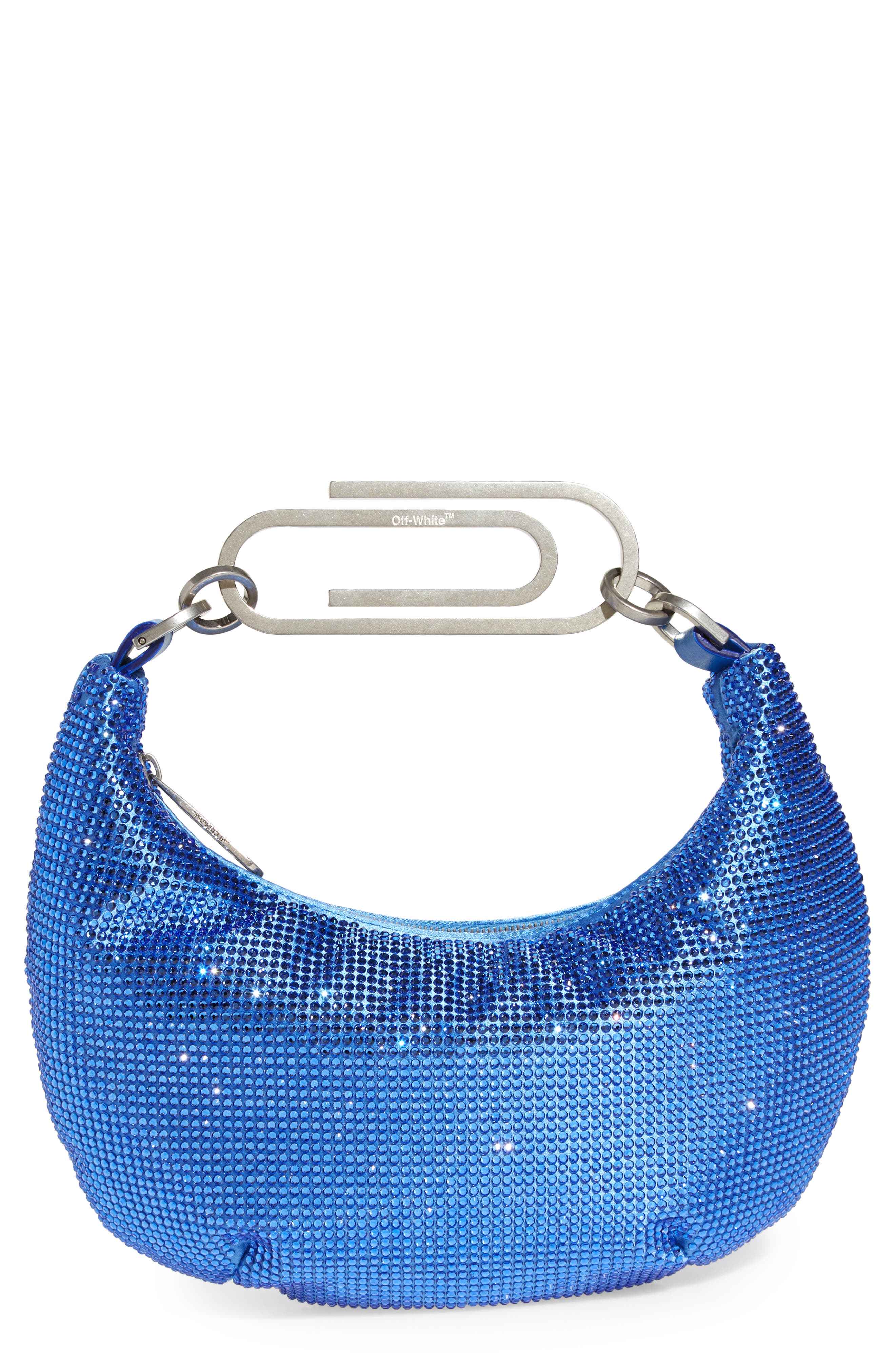 Paper Clip Embellished Hobo Bag, Main, color, BLUE