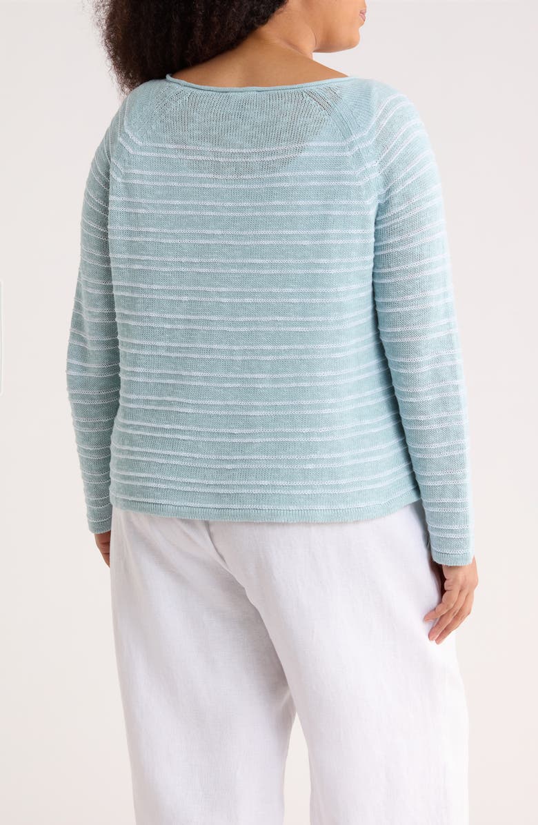Eileen Fisher Bateau Neck Stripe Sweater, Alternate, color, Breeze