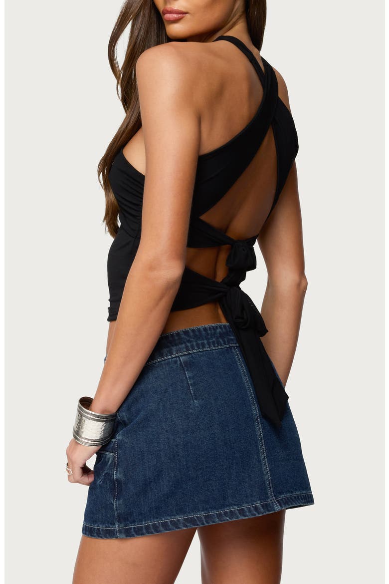 Maggi Tie Back Halter Top, Alternate, color, BLACK
