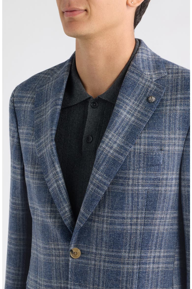 Midland Blue Windowpane Wool Sport Coat, Alternate, color, BLUE