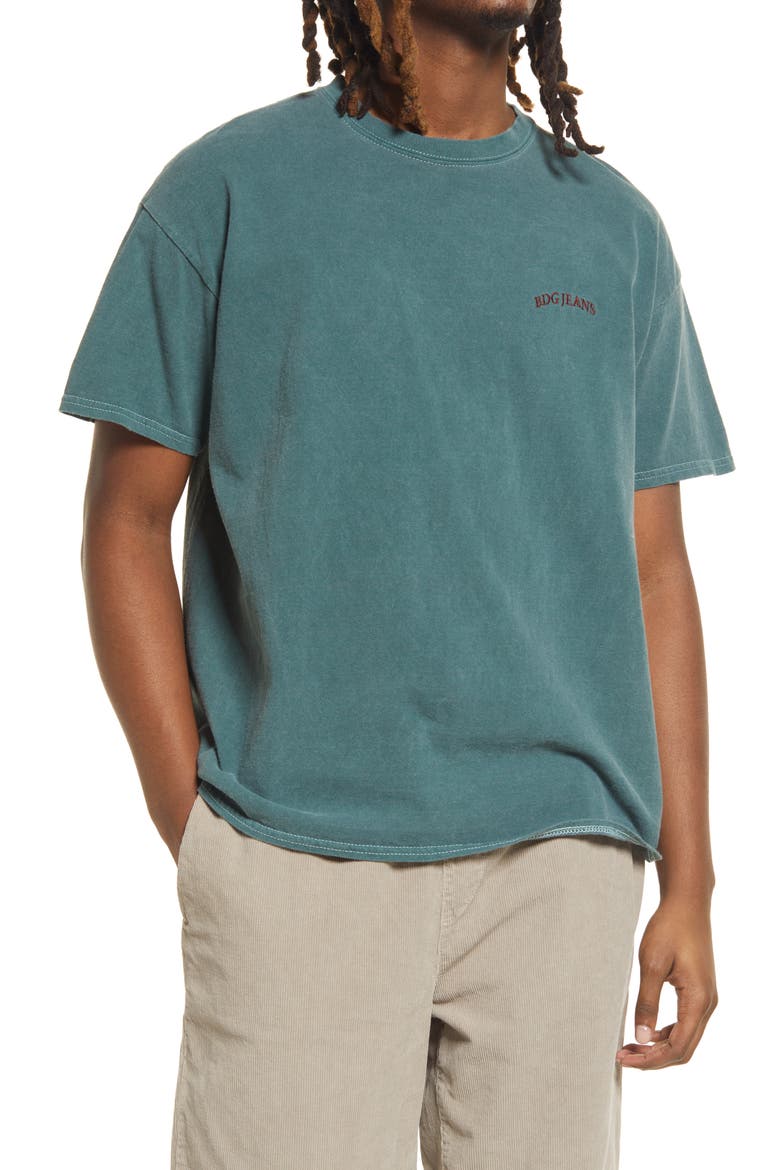 Men's Logo Embroidered T-Shirt, Main, color, DARK GREEN