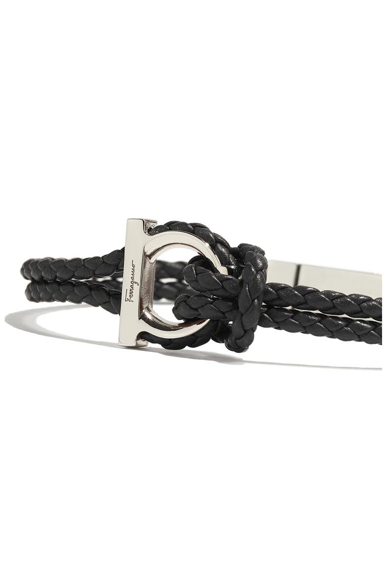 Men's Braided Leather Bracelet, Alternate, color, BLACK