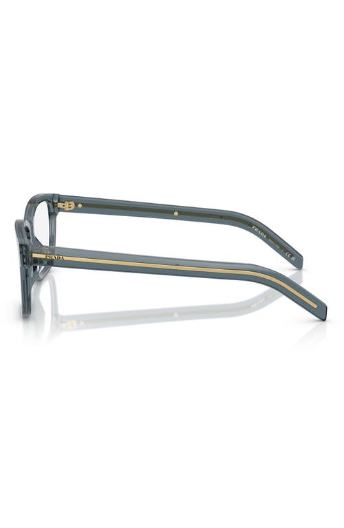 Prada 53mm Rectangular Optical Glasses In Blue