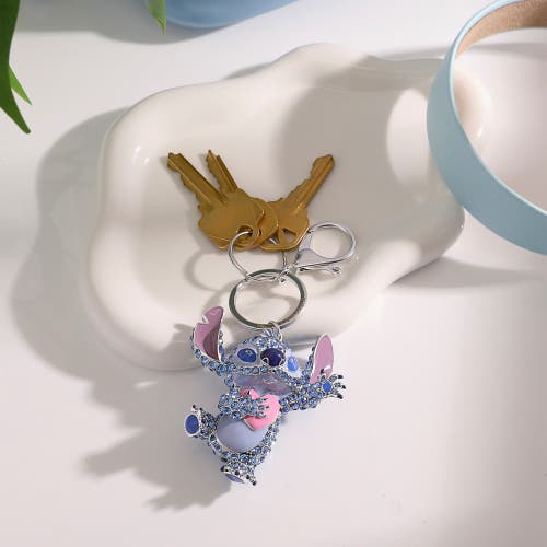 Disney Stitch Sparkle Charm Heart Keychain In Gray