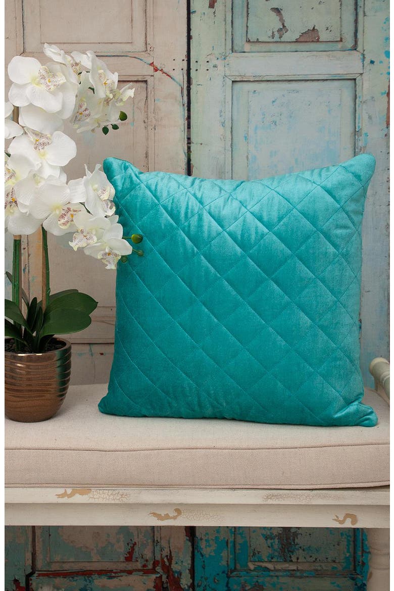 Milo Quilted Throw Pillow, Alternate, color, AQUA