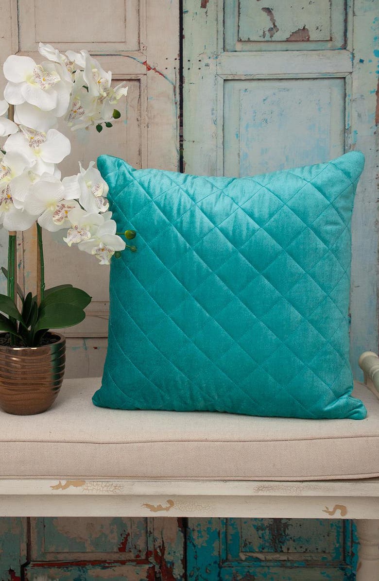 PARKLAND COLLECTION Milo Quilted Throw Pillow, Alternate, color, Aqua